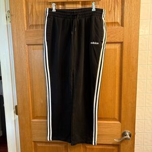 Adidas Women’s Sweat Pants Black White Stripe L 12/14 Fleece Straight Leg Track